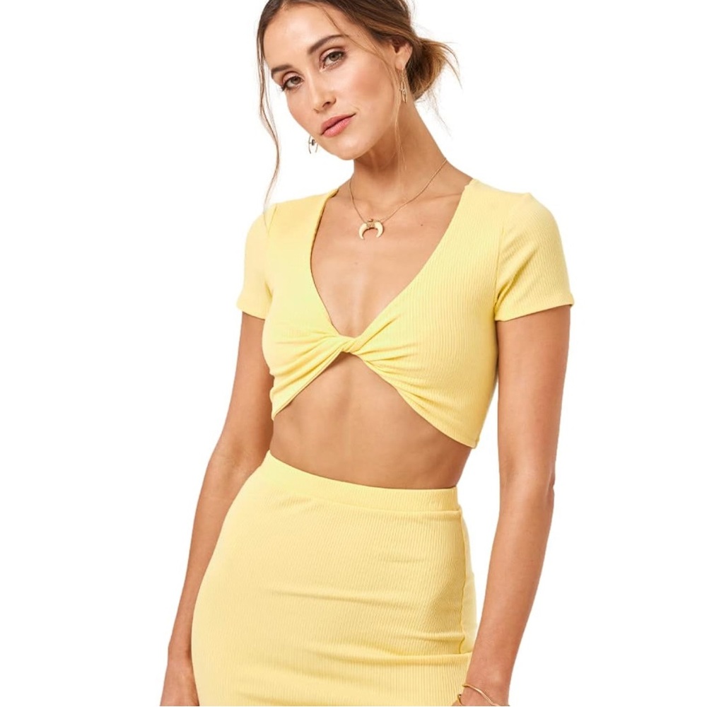 L*Space Isla Buttercream Twist-Front Crop Top - Size M - NWT